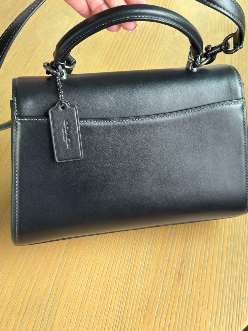 Coach Eliza Black Leather Top-Handle Crossbody Bag - Picture 3 of 15